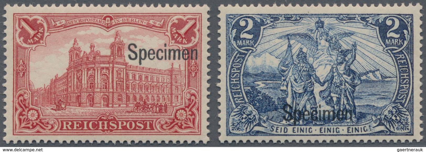 Deutsches Reich - Germania: 1900, 1 M. Reichspost In Der Guten Farbvariante Dunkelkarminrot Und 2 Ma - Autres & Non Classés