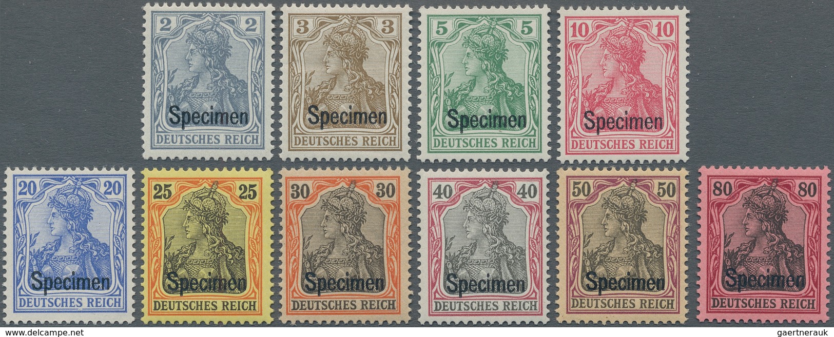 Deutsches Reich - Germania: 1902, Freimarken Germania 2 Pfg. Bis 80 Pfg. Ohne Wasserzeichen, Jeweils - Andere & Zonder Classificatie