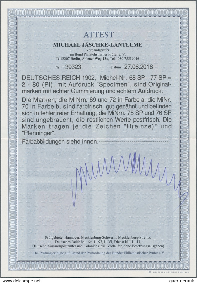 Deutsches Reich - Germania: 1902, Freimarken Germania 2 Pfg. Bis 80 Pfg. Ohne Wasserzeichen, Jeweils - Andere & Zonder Classificatie