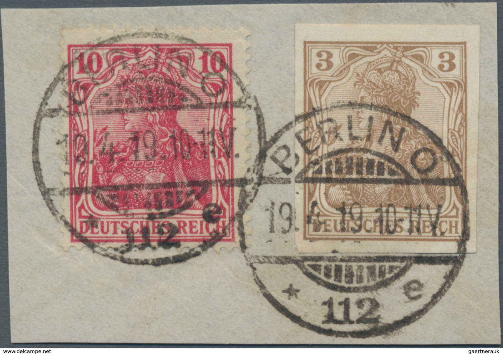 Deutsches Reich - Germania: 1902, Germania 3 Pf. Braunocker Ungezähnt Und 10 Pf. Rötlichkarmin, Zwei - Autres & Non Classés