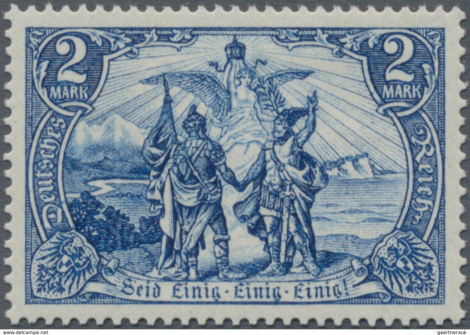 Deutsches Reich - Germania: 1902, 2 Mark Schwarzblau Ohne Wasserzeichen Mit Unten Gotischer Inschrif - Autres & Non Classés