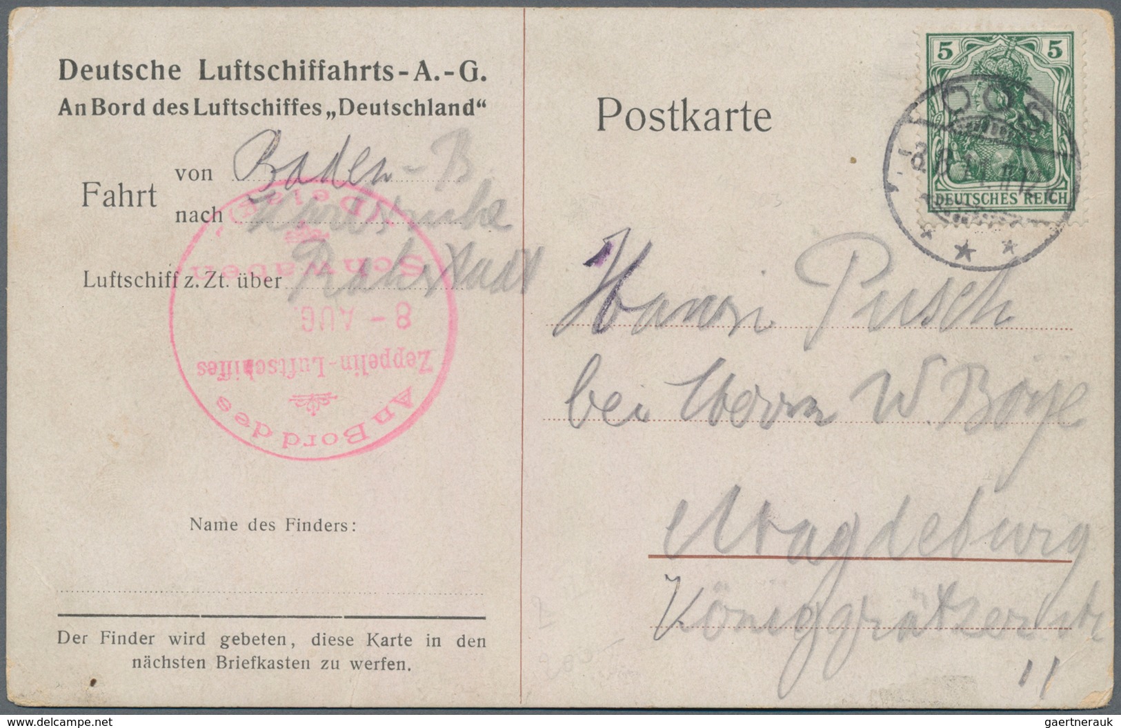 Deutsches Reich - Germania: 1911. LZ 10 Schwaben/ Baden-Baden - Karlsruhe: Bordpostkarte Mit Großem, - Sonstige & Ohne Zuordnung