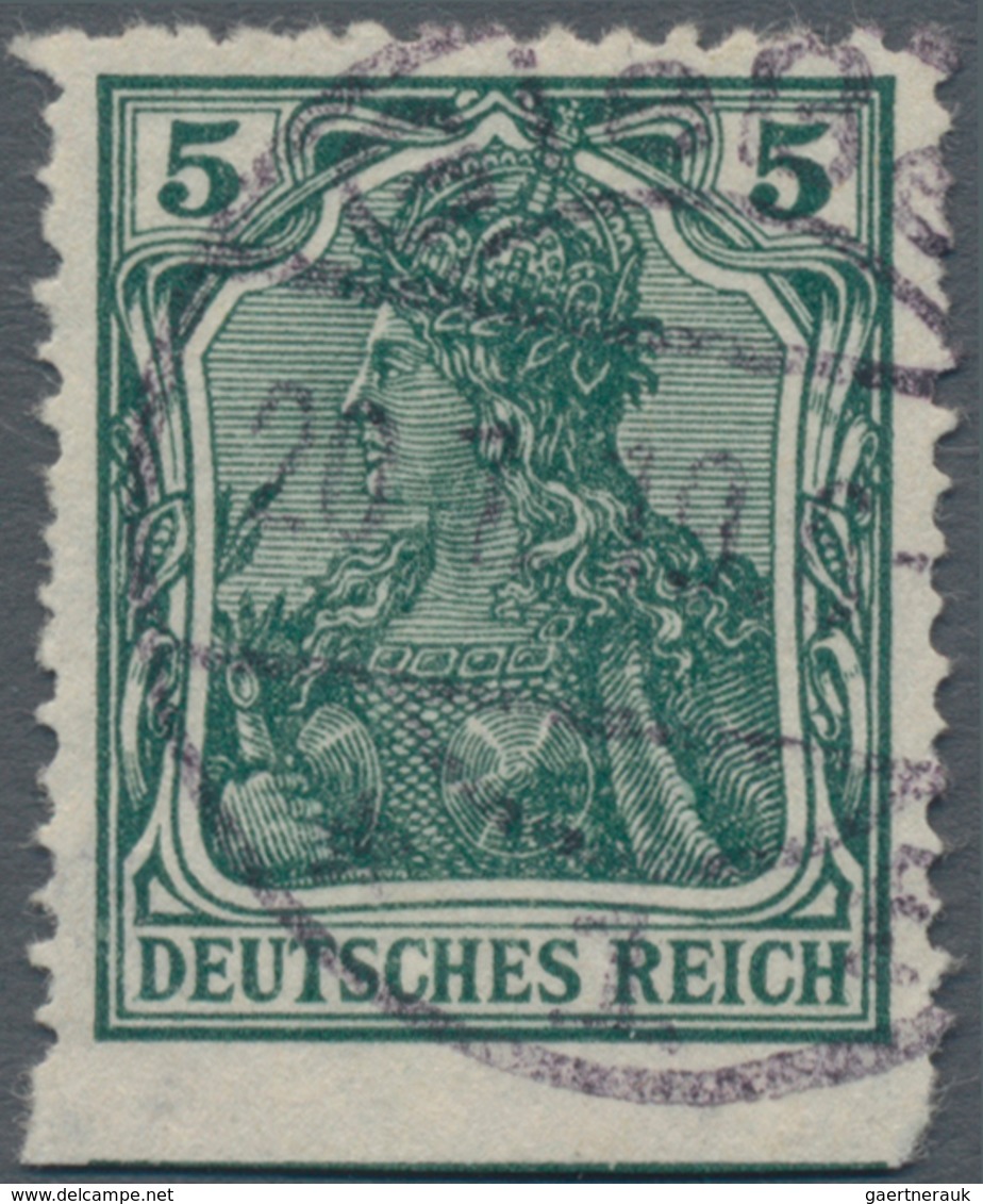 Deutsches Reich - Germania: 1915, 5 Pf. Germania Mit Wz.1 Unten Ungezähnt In Gebrauchter Bedarfserha - Other & Unclassified