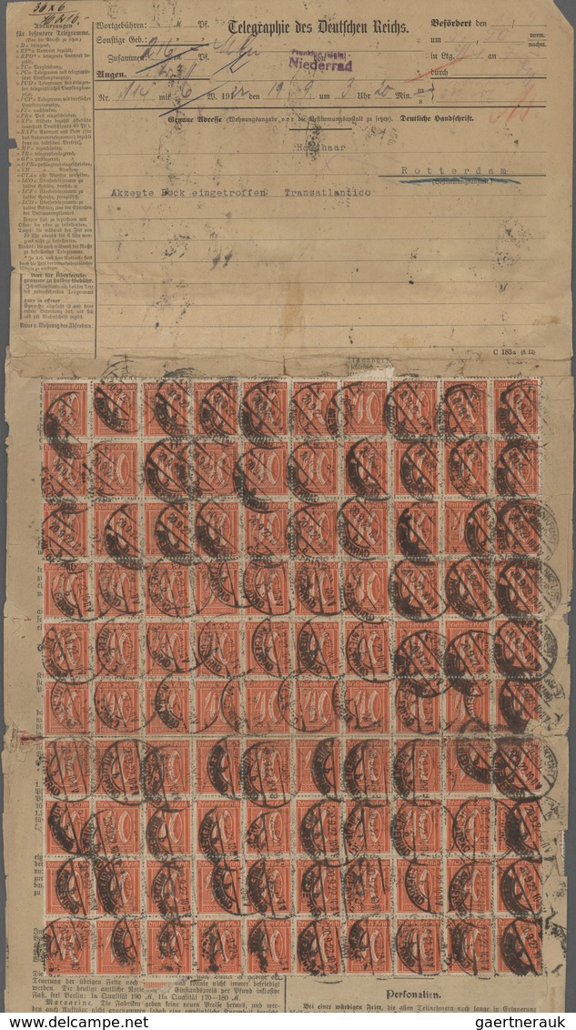 Deutsches Reich - Germania: 1915/1922, 10 Pf Dkl'karminrot Germania, 500 Stück, 40 Pf Orange Ziffer, - Other & Unclassified