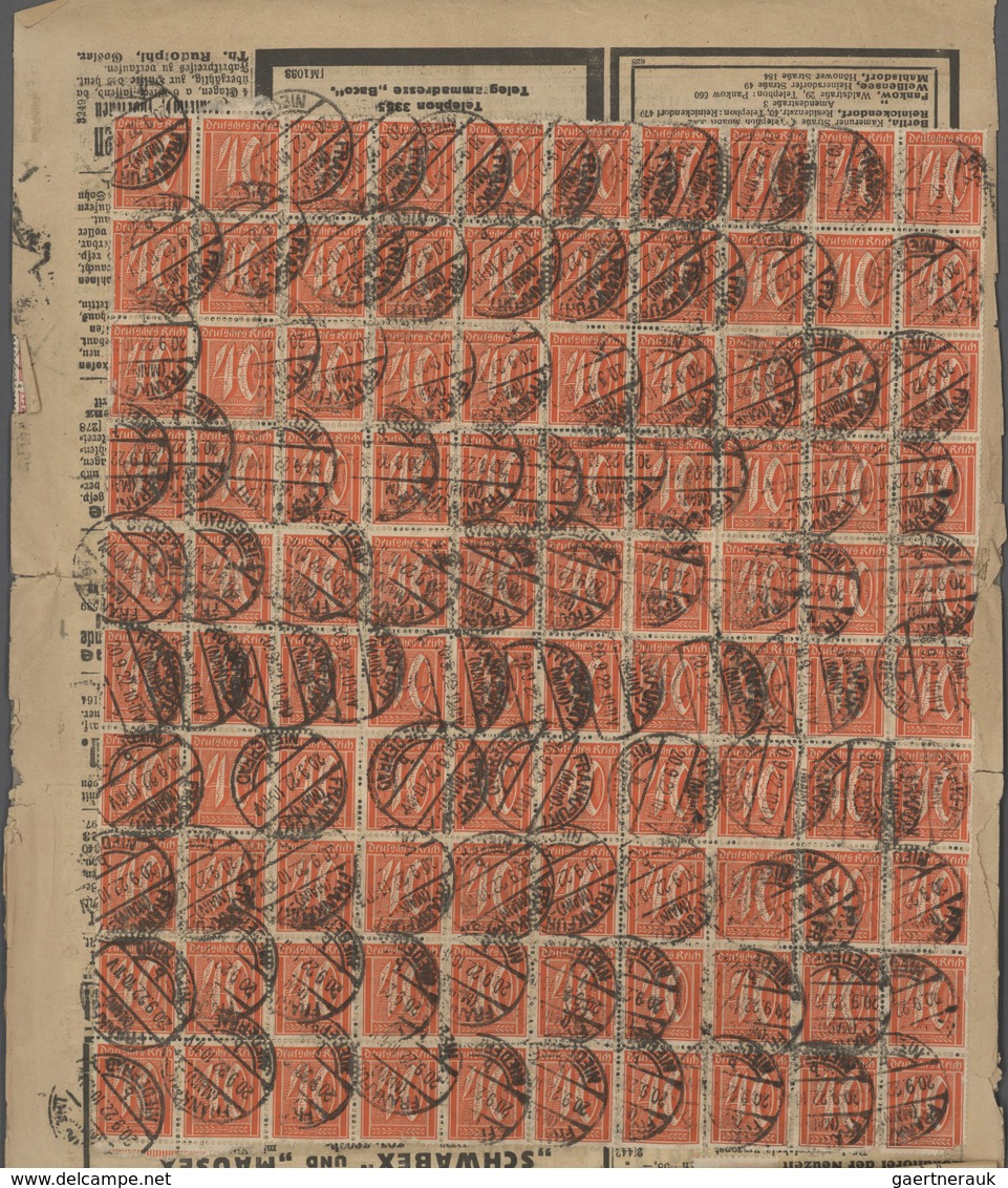 Deutsches Reich - Germania: 1915/1922, 10 Pf Dkl'karminrot Germania, 500 Stück, 40 Pf Orange Ziffer, - Other & Unclassified