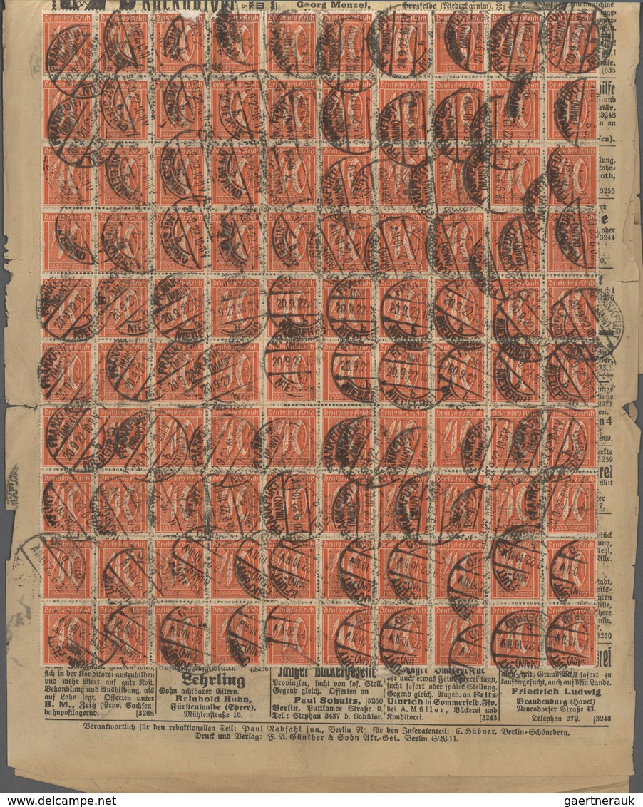 Deutsches Reich - Germania: 1915/1922, 10 Pf dkl'karminrot Germania, 500 Stück, 40 Pf orange Ziffer,