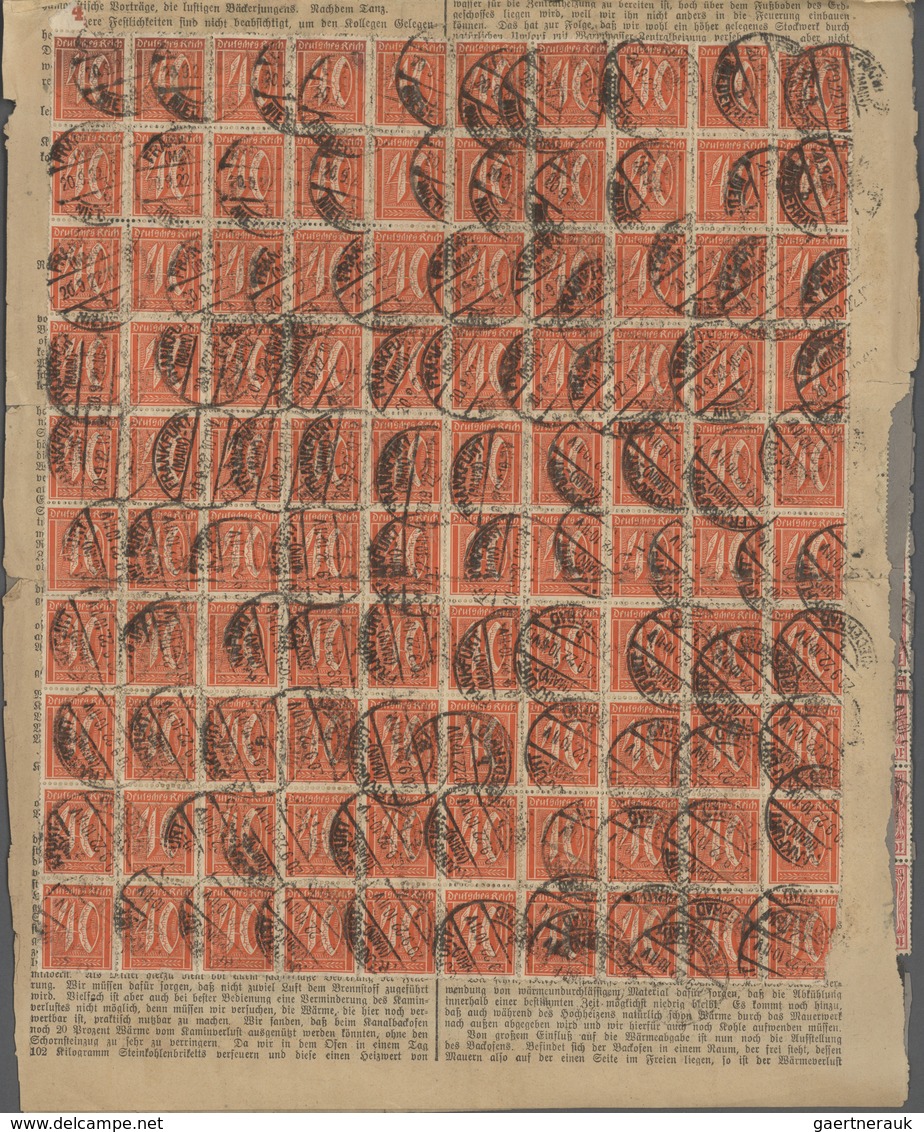 Deutsches Reich - Germania: 1915/1922, 10 Pf dkl'karminrot Germania, 500 Stück, 40 Pf orange Ziffer,