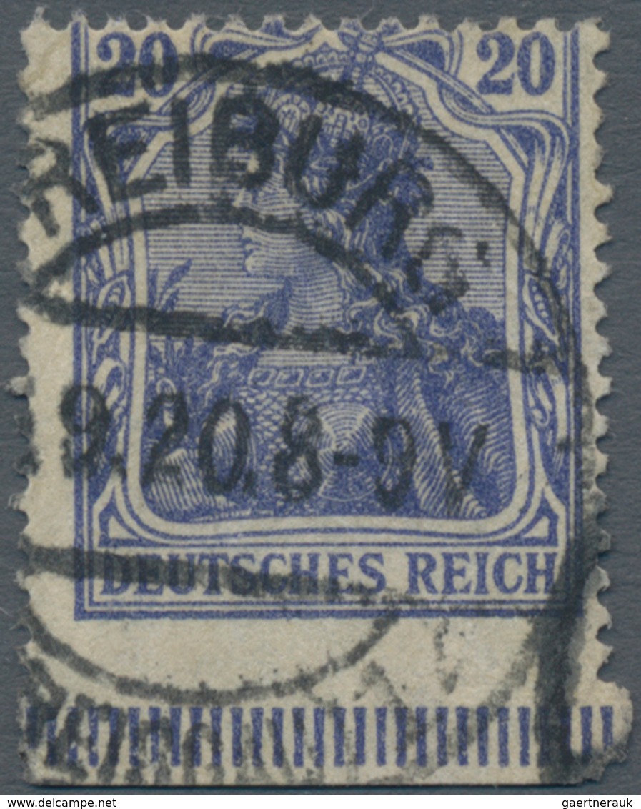 Deutsches Reich - Germania: 1915, 20 Pfg. Germania Ultramarin, Entwertet Mit Datumbrückenstempel"(F) - Sonstige & Ohne Zuordnung