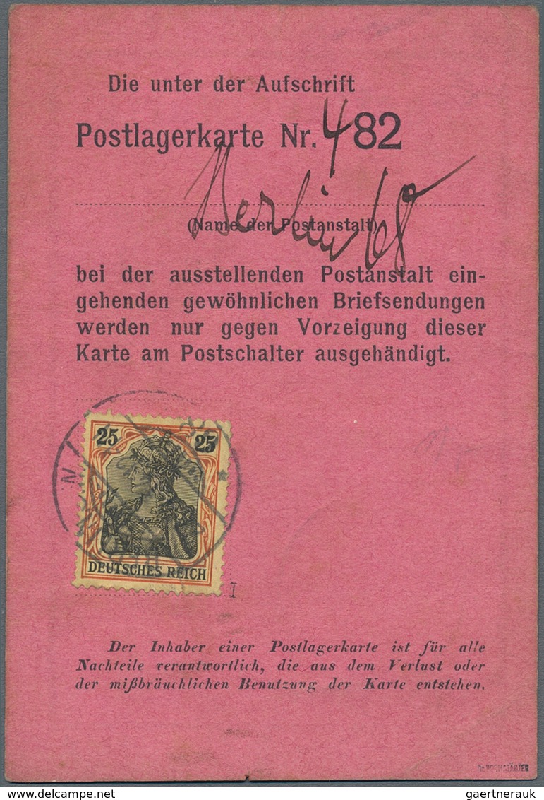 Deutsches Reich - Germania: 1914, 25 Pf Germania Entwertet Mit DBS "BERLIN S.W." Als Gebühr Auf "Pos - Autres & Non Classés