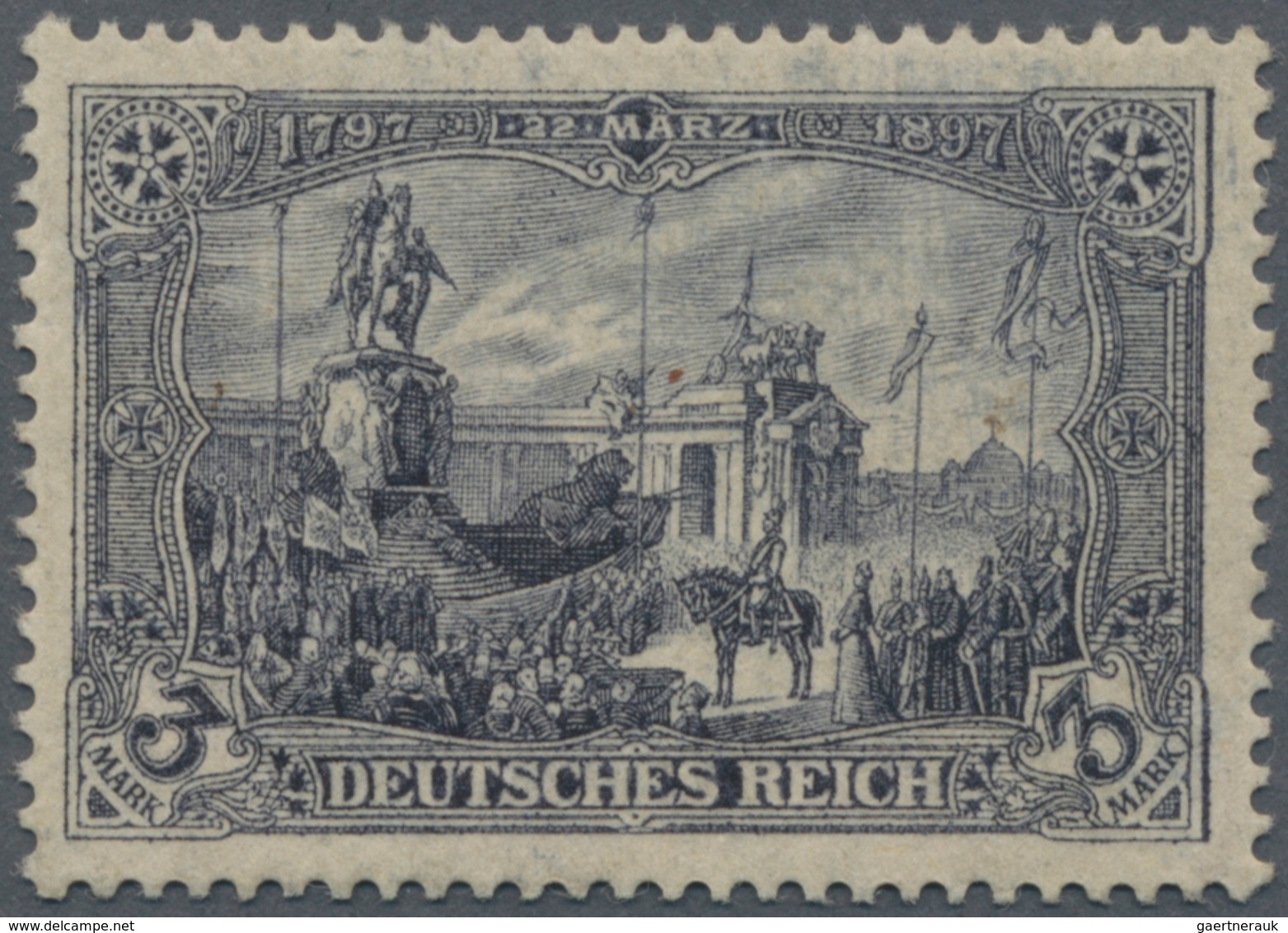 Deutsches Reich - Germania: 1920. Kaiser-Wilhelm-Denkmal 3 Mark Mit Wz. Ringe, Postfrisch, Perfekt Z - Sonstige & Ohne Zuordnung