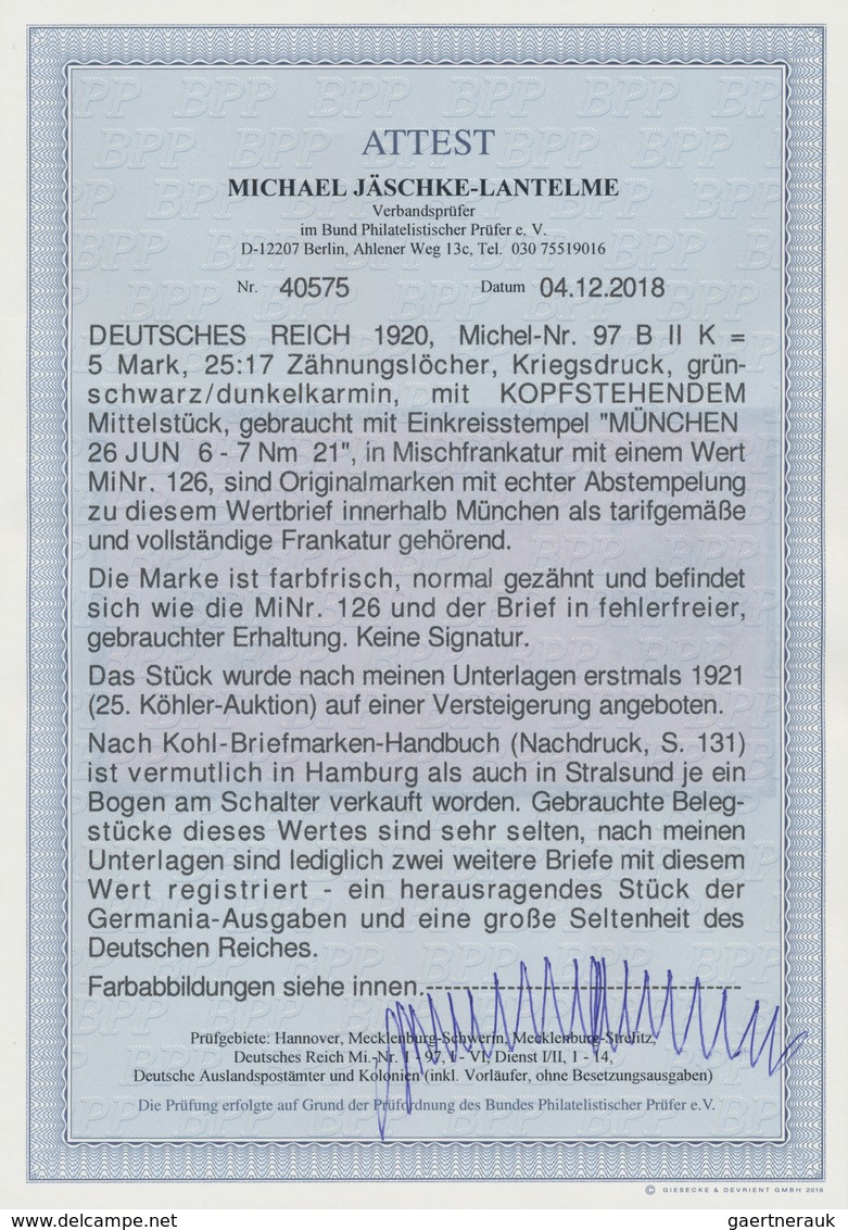 Deutsches Reich - Germania: 1915, 5 M. "Reichsgründungsgedenkfeier" Im Kriegsdruck, 25:17 Zähnungslö - Autres & Non Classés