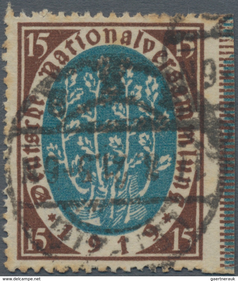 Deutsches Reich - Inflation: 1919, 15 Pf Nationalversammlung Rechts UNGEZÄHNT Infolge Versetzten Zäh - Briefe U. Dokumente