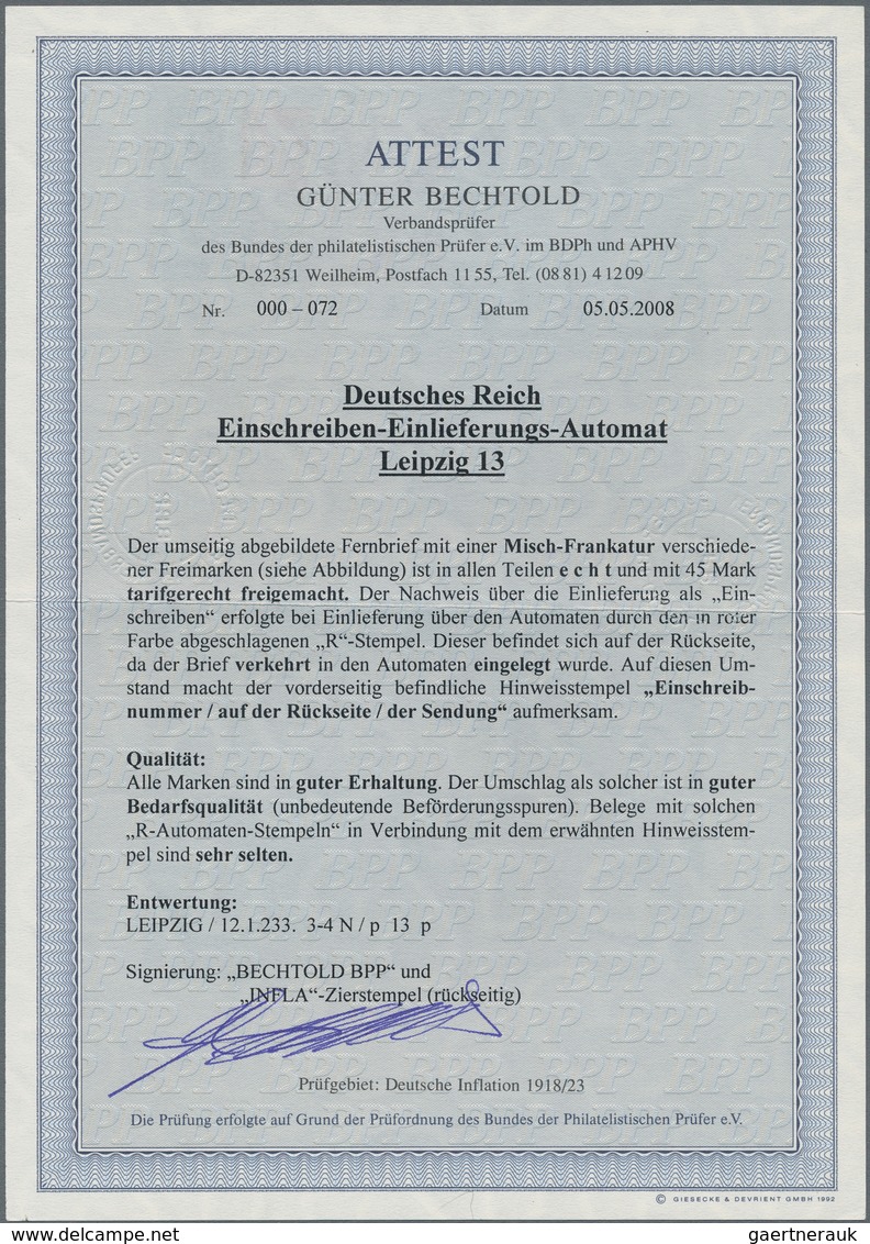 Deutsches Reich - Inflation: 1923, 2,50 M Im Senkr. Paar MiF Auf Brief Von Leipzig Nach Eibenstock M - Covers & Documents