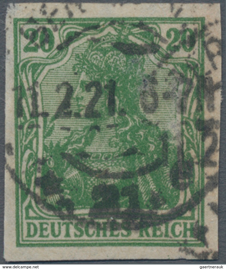 Deutsches Reich - Inflation: 1920, Freimarke 20 Pf Dunkelgrün Germania, Als Ungezähntes Exemplar, In - Briefe U. Dokumente