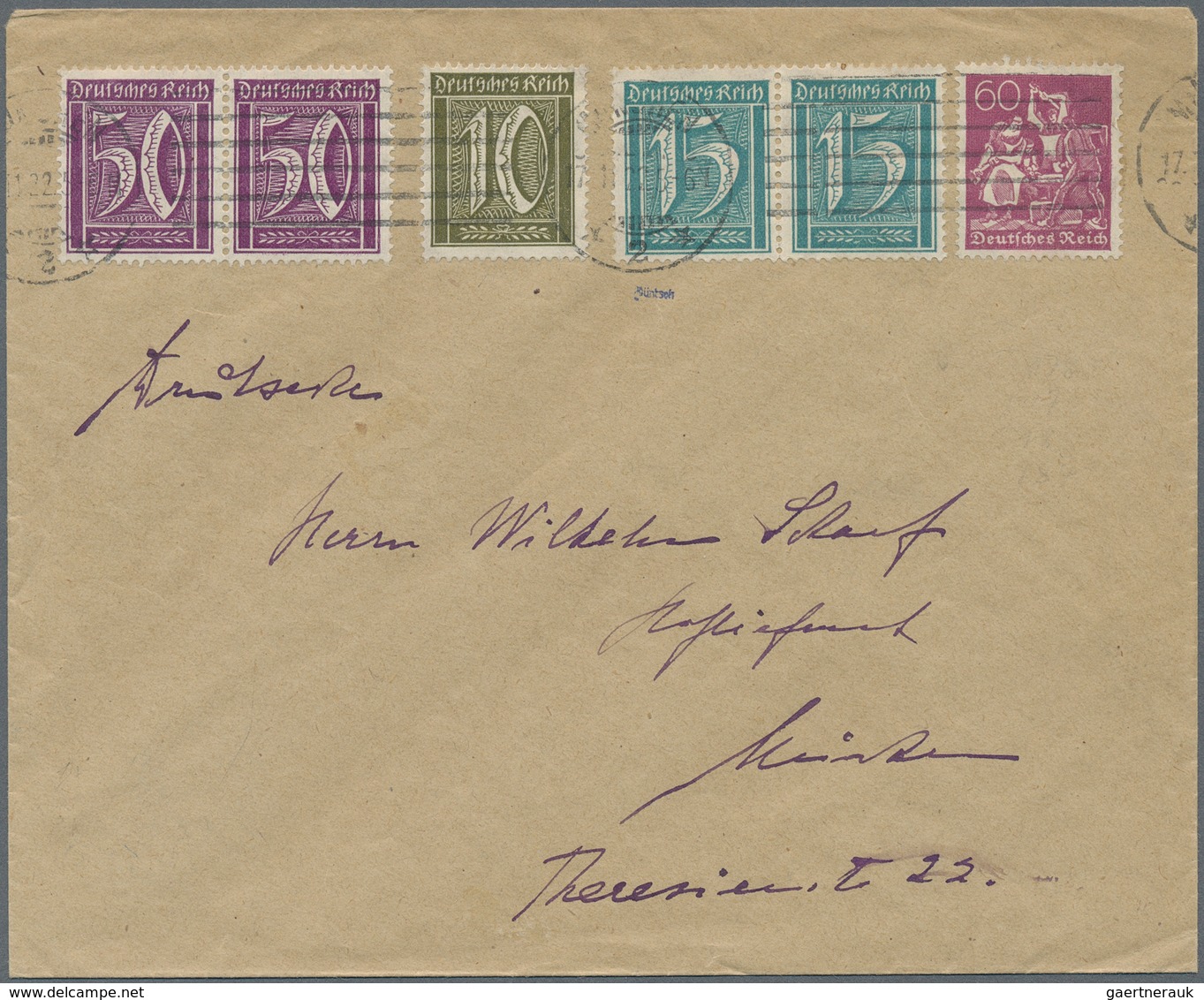 Deutsches Reich - Inflation: 1921-1922. 10 Pfg., Paar 15 Pfg., Wz. 2 Und Weitere Beifr. A. Portoger. - Lettres & Documents