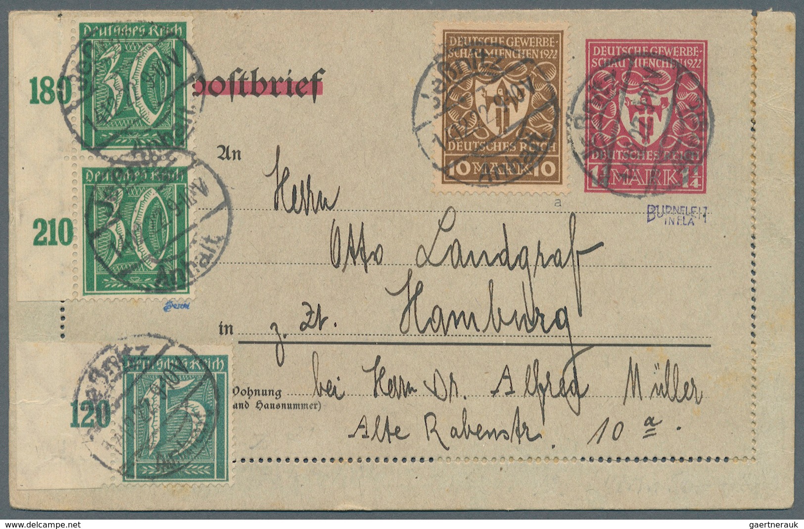 Deutsches Reich - Inflation: 1921, 30 Pfg. Ziffer Mit Wasserzeichen 2 Im Senkrechten Paar Mit Linkem - Covers & Documents