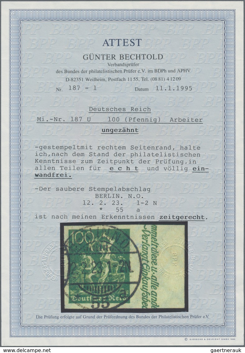 Deutsches Reich - Inflation: 1921, 100 Pfg. Bergarbeiter Mit Wasserzeichen 2, Ungezähnt Mit Rechtem - Brieven En Documenten