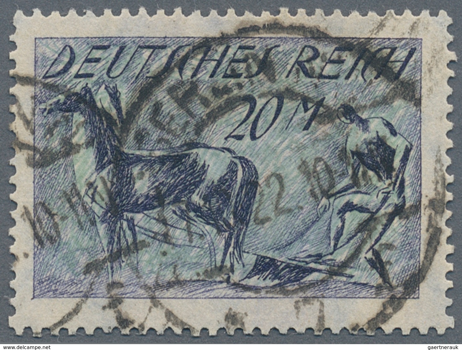 Deutsches Reich - Inflation: 1922. 20 Mark Pflüger Mit Doppeltem Unterdruck. Gestempelt "Berlin NW / - Brieven En Documenten