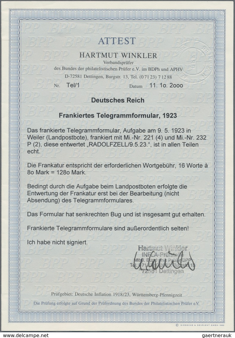 Deutsches Reich - Inflation: 1923, 4 X 300 M Queroffset U. 2 X 40 M Ziffer, MiF Für Die Wortgebühr ( - Covers & Documents