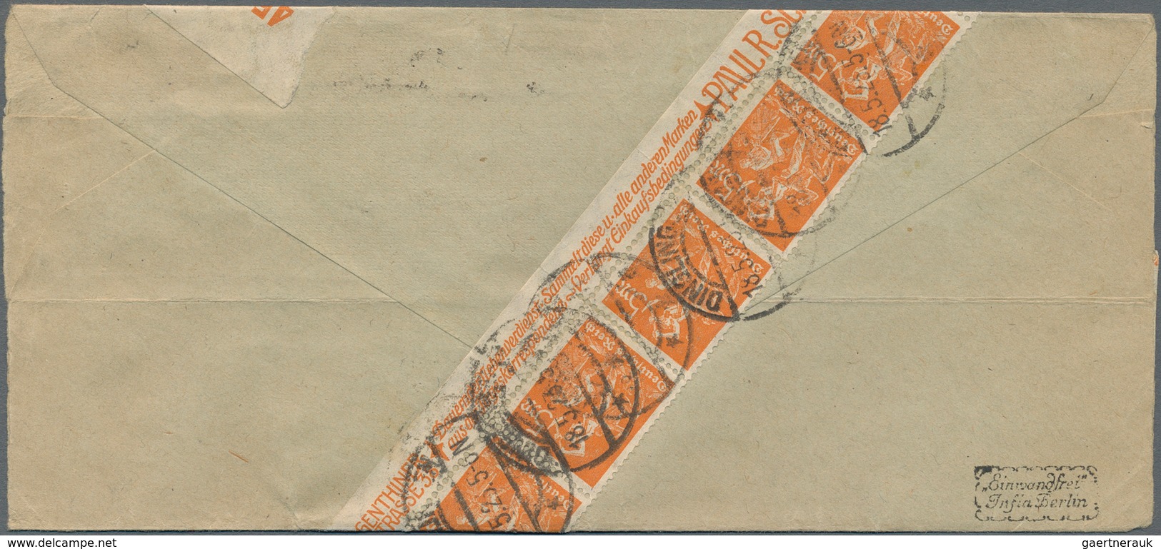 Deutsches Reich - Inflation: 1923, 5 M Dkl'orange Arbeiter, 12 Stück Incl. Senkrechtem 10er-Streifen - Lettres & Documents