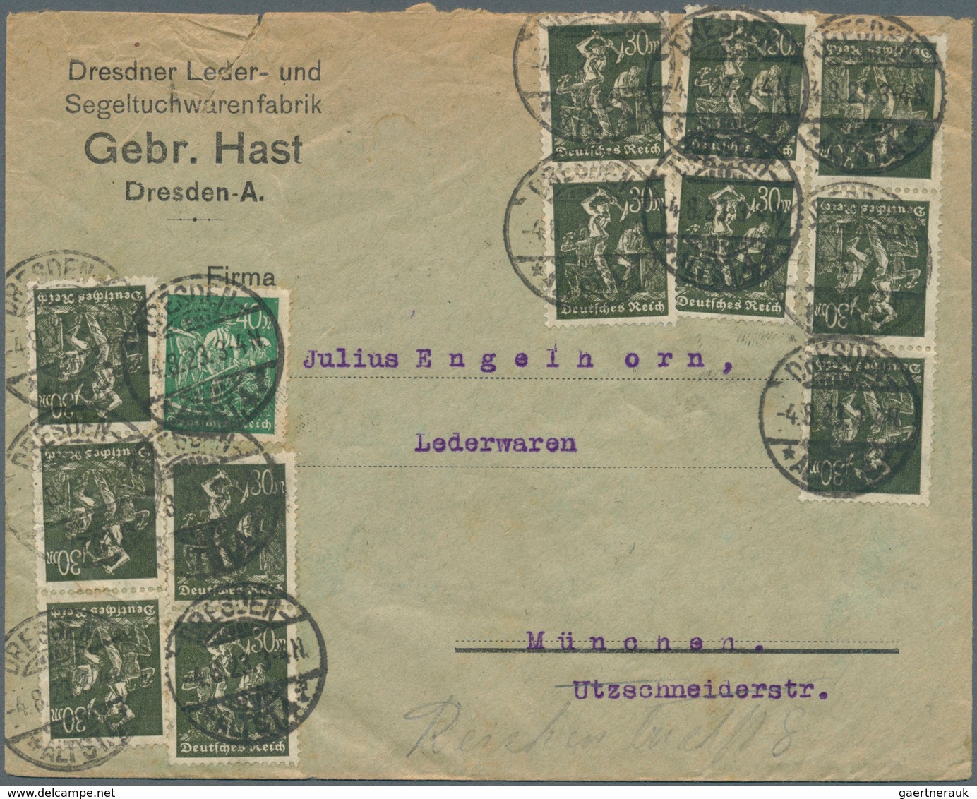 Deutsches Reich - Inflation: 1923, 32x 30Mark Bergarbeiter In Guter Farbvariante B Mit 40 Mark Schni - Covers & Documents