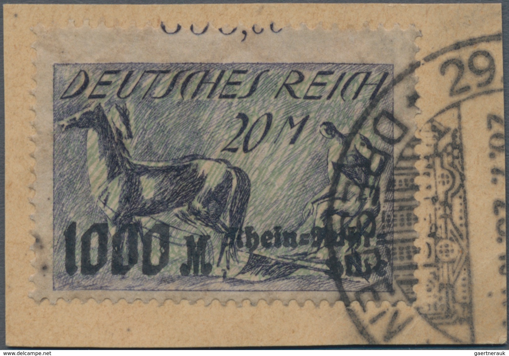 Deutsches Reich - Inflation: 1923, 20 M. + 1000 M. Rhein- Und Ruhrhilfe Mit Kopfstehendem Unterdruck - Covers & Documents