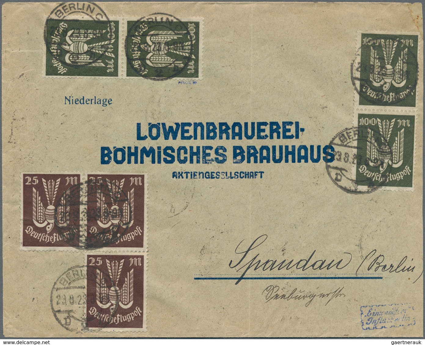 Deutsches Reich - Inflation: 1923, Holztaube 25x 5 M, 3x 25 M Und 4x 100 M Vorder- Und Rückseitig Au - Covers & Documents
