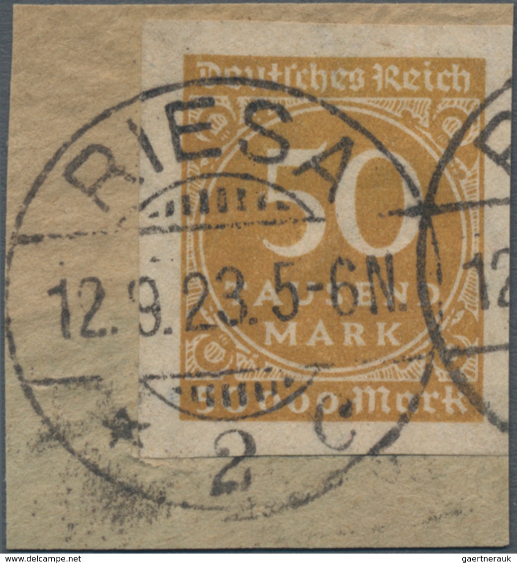 Deutsches Reich - Inflation: 1923, 50 Tsd. Mark "Ziffer Im Kreis" UNGEZÄHNT, Gestempelt "RIESA *2c 1 - Brieven En Documenten
