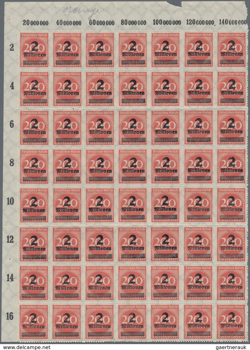 Deutsches Reich - Inflation: 1923, 2 Mio Auf 200 M Durchstochen In Einem Bogenteil Zu 56 Stück (= 7x - Brieven En Documenten