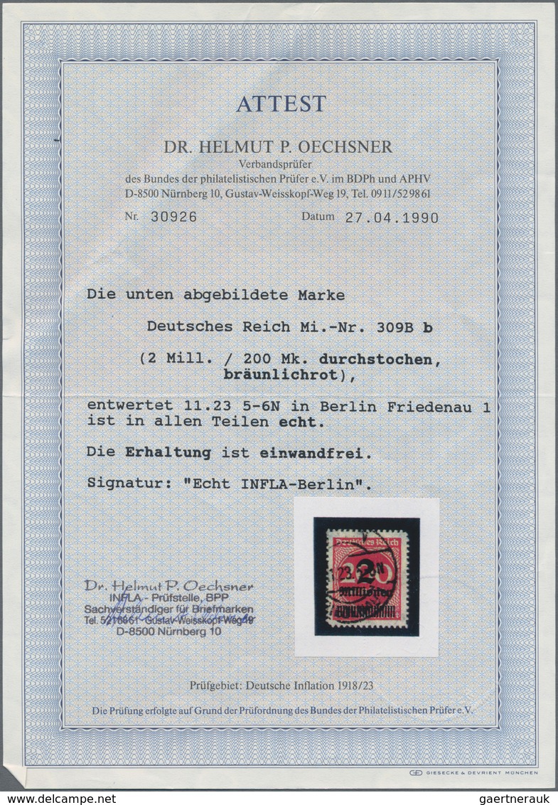 Deutsches Reich - Inflation: 1923, 2 Mio Auf 200 M Bräunlichrot Durchstochen Als Gestempelter Einzel - Brieven En Documenten