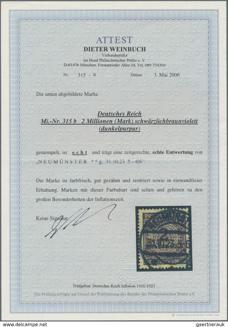 Deutsches Reich - Inflation: 1923, 2 Mio. Rosette, Dunkelpurpur, Mit Zeitgerechter Entwertung »NEUMÜ - Covers & Documents