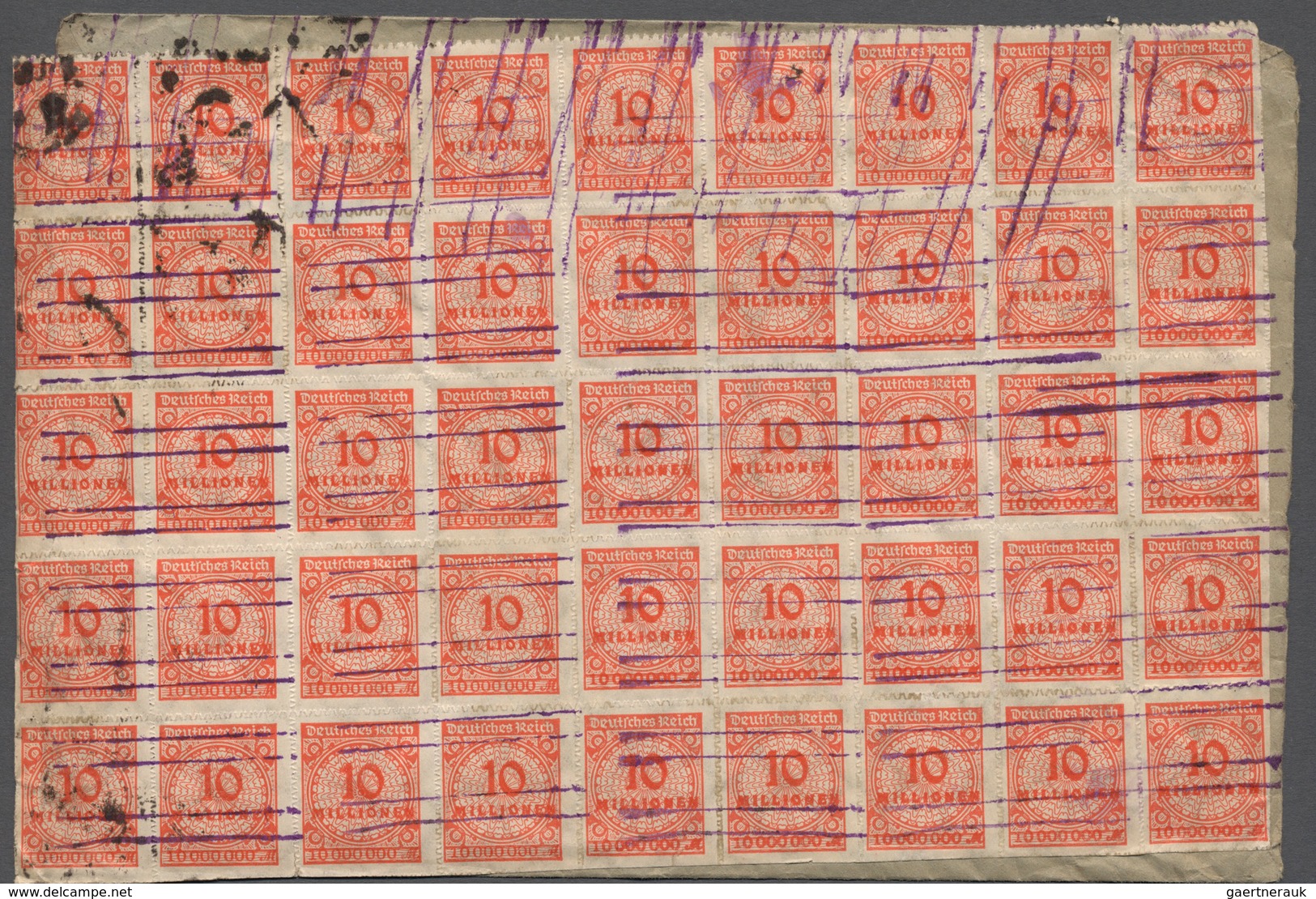 Deutsches Reich - Inflation: 1923, 10 Mio. Rosettemuster Durchstochen Im 50er Bogenteil, Dabei 2x Pl - Brieven En Documenten