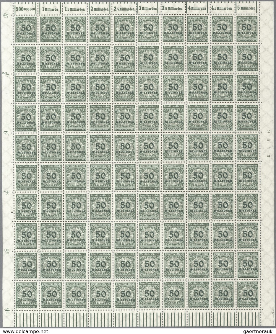 Deutsches Reich - Inflation: ORIGINALBOGEN, 50 Mio. Walzendruck In Der Guten Farbe Schwarzopalgrün M - Brieven En Documenten