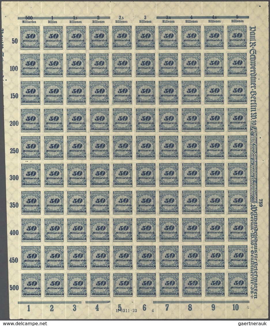 Deutsches Reich - Inflation: 1923, 50 Mrd. Korbdeckelmuster Im Postfrischen Bogen Mit HAN "6311.23" - Covers & Documents