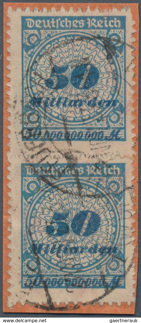 Deutsches Reich - Inflation: 1923, 50 Mrd. Mark Blau Durchstochen, Senkrechtes Paar Auf Briefstück S - Briefe U. Dokumente