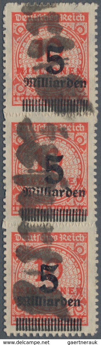 Deutsches Reich - Inflation: 1923, 5 Mrd. A. 10 Mio. Sauber Durchstochen Im Dreierstreifen Mit Einze - Brieven En Documenten