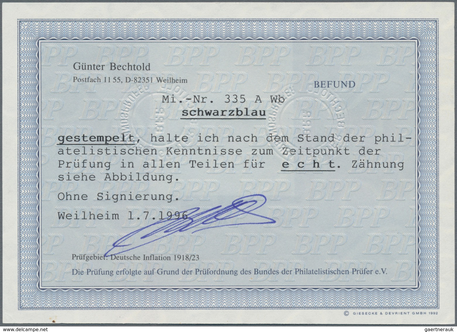 Deutsches Reich - Inflation: 1923, 10 Mrd. Auf 20 Mio. M. Schwarzblau (Walzendruck), Gestempelt, Fot - Lettres & Documents