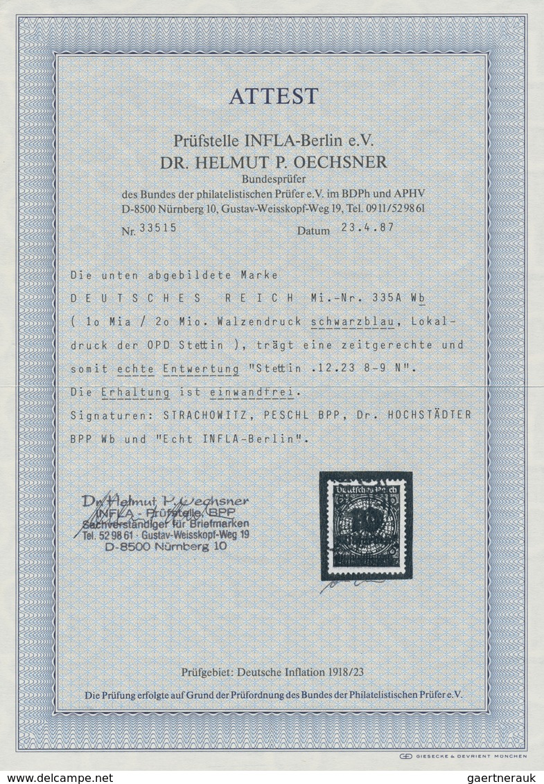 Deutsches Reich - Inflation: 1923, 10 Mia Auf 20 Mio SCHWARZBLAU Entwertet Mit Sauberem Stempel STET - Lettres & Documents