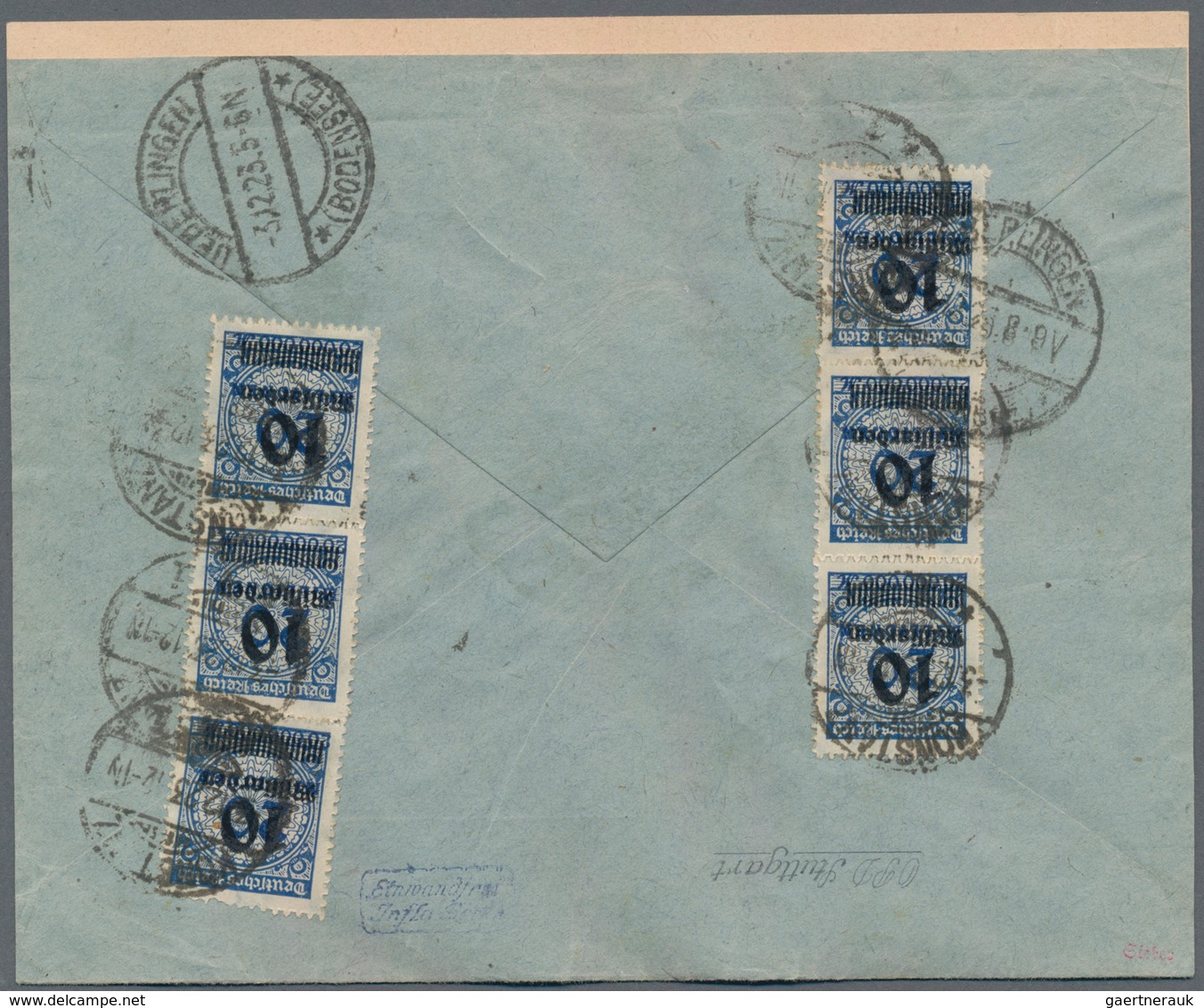 Deutsches Reich - Inflation: 1923, 5 X 20 Mrd Mark Und 10 X 10 Mrd A. 20 Mio Mark, Durchstochen, Zus - Covers & Documents