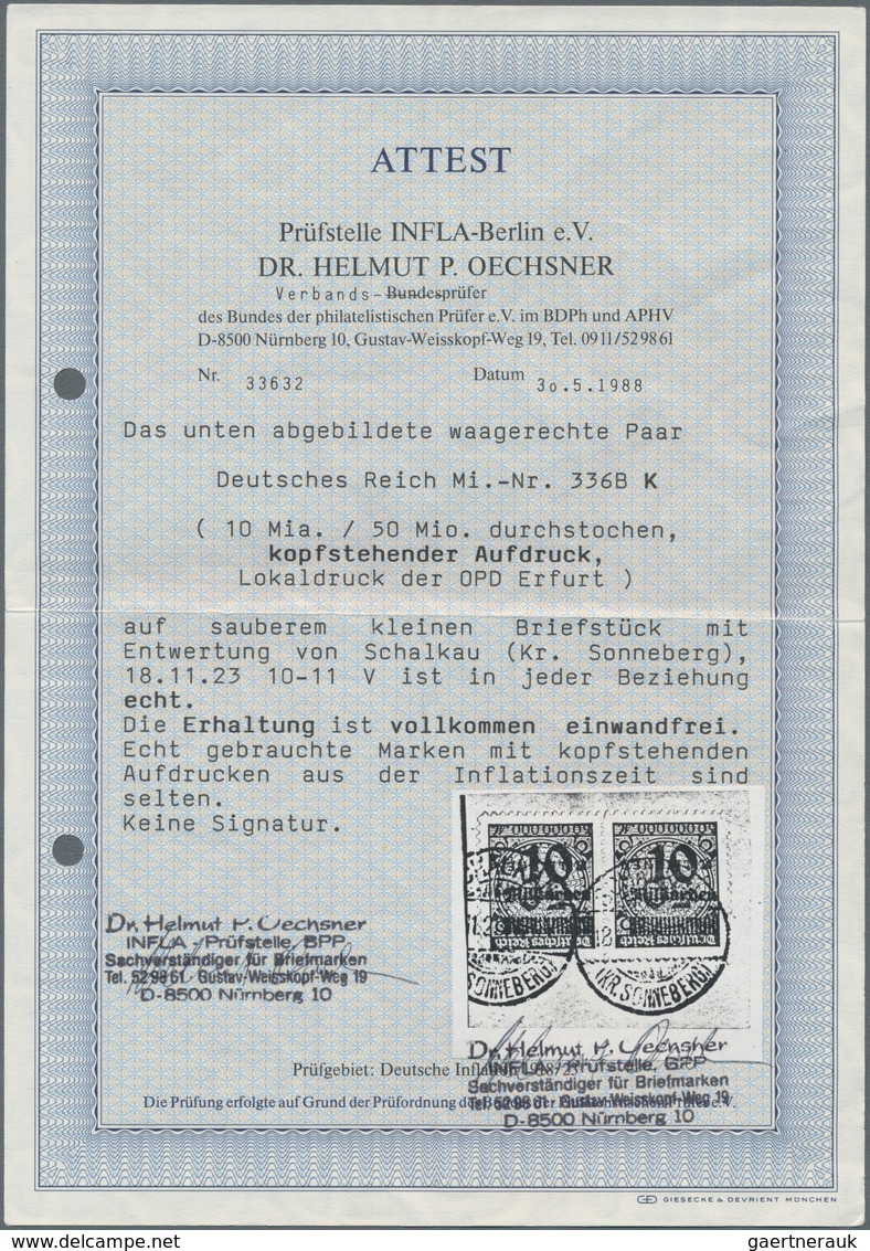 Deutsches Reich - Inflation: 1923, 10 Mrd. Auf 50 Mio. Schwärlicholivgrün, Waagerechtes Paar Mit Seh - Lettres & Documents