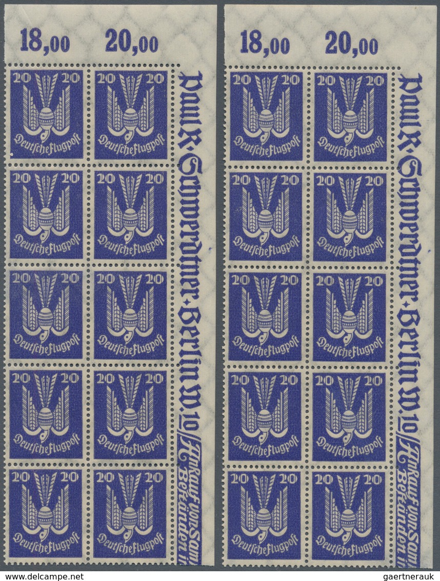 Deutsches Reich - Weimar: 1924. Flugpost Holztaube (IV): 20 komplette, postfrische Sätze, in Einheit