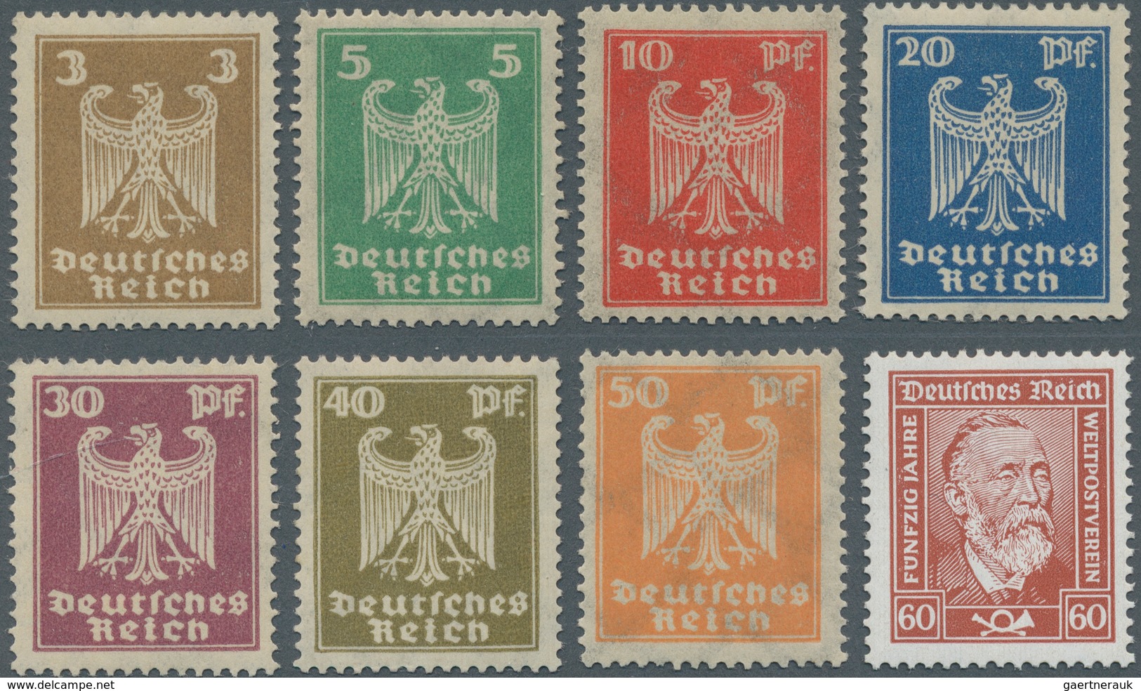 Deutsches Reich - Weimar: 1924, Reichsadler, Postfrischer Satz Sowie 60 Pfg. Stephan, Gestr. Papier - Other & Unclassified