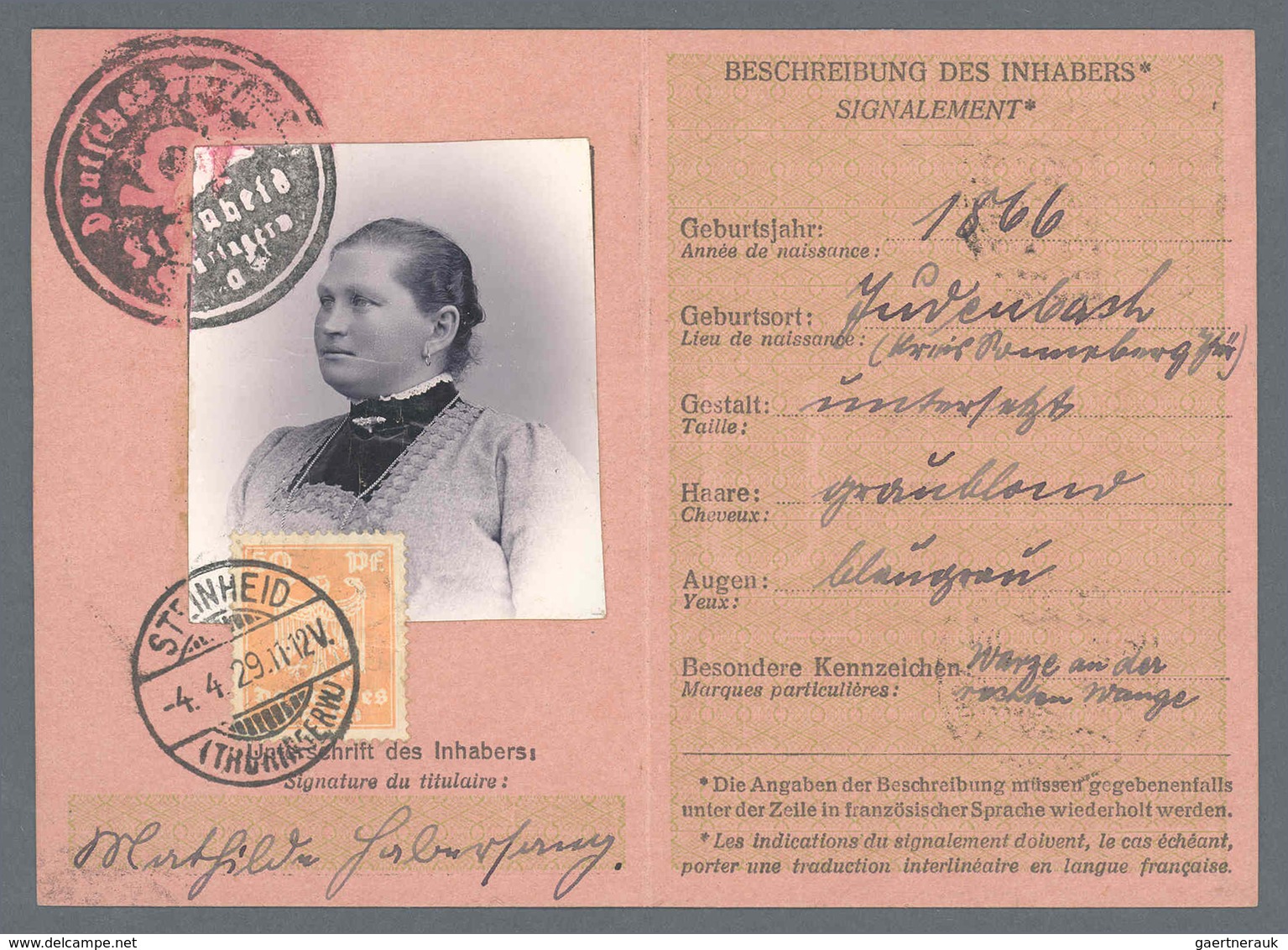 Deutsches Reich - Weimar: 50 Pfg. Als Enorm Seltene EF In Postausweiskarte 1929 Aus Steinheid Im Thü - Other & Unclassified