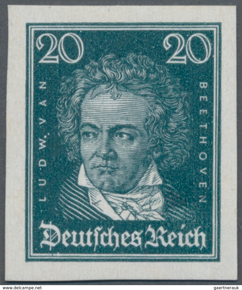 Deutsches Reich - Weimar: 1926. Beethoven 20 Pf UNGEZÄHNT. Postfrisch. Signiert Schlegel BPP. (Miche - Autres & Non Classés