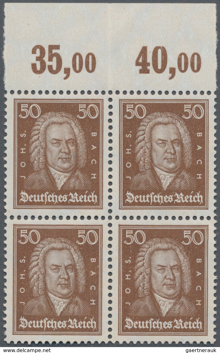 Deutsches Reich - Weimar: 1926. Bach 50 Pf Im OR-4er-Block. RWZ 35,00 Und 40,00. Senkrecht Gefaltet, - Andere & Zonder Classificatie