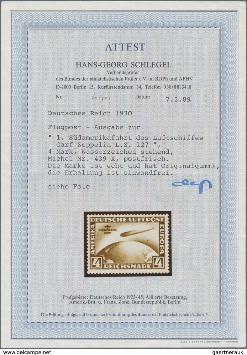 Deutsches Reich - Weimar: 1930, 2 Und 4 RM, Südamerikafahrt Je Mit Wz X In Tadelloser Postfrischer E - Other & Unclassified