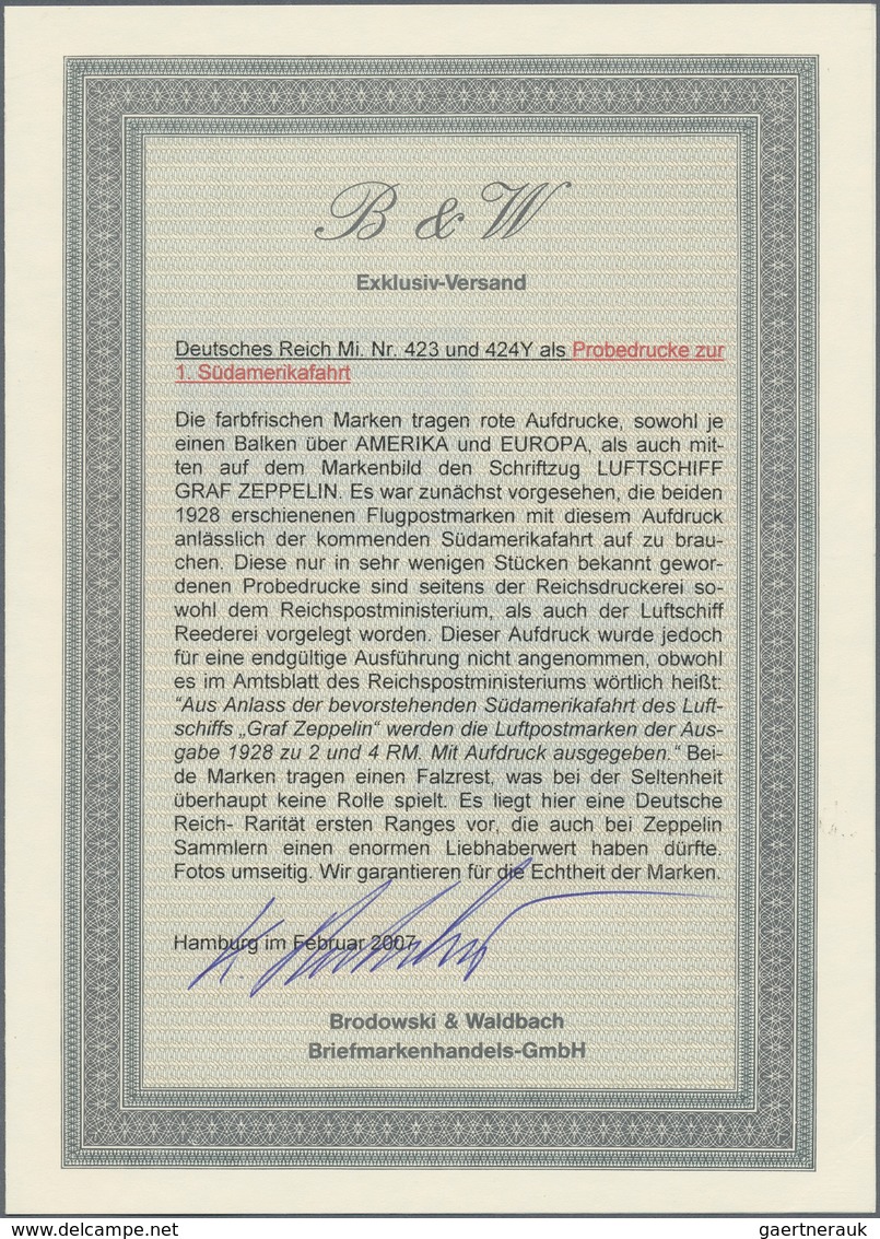 Deutsches Reich - Weimar: 1930, Probedaufdrucke "LUFTSCHIFF GRAF ZEPPELIN" Zur 1. Südamerikafahrt In - Autres & Non Classés