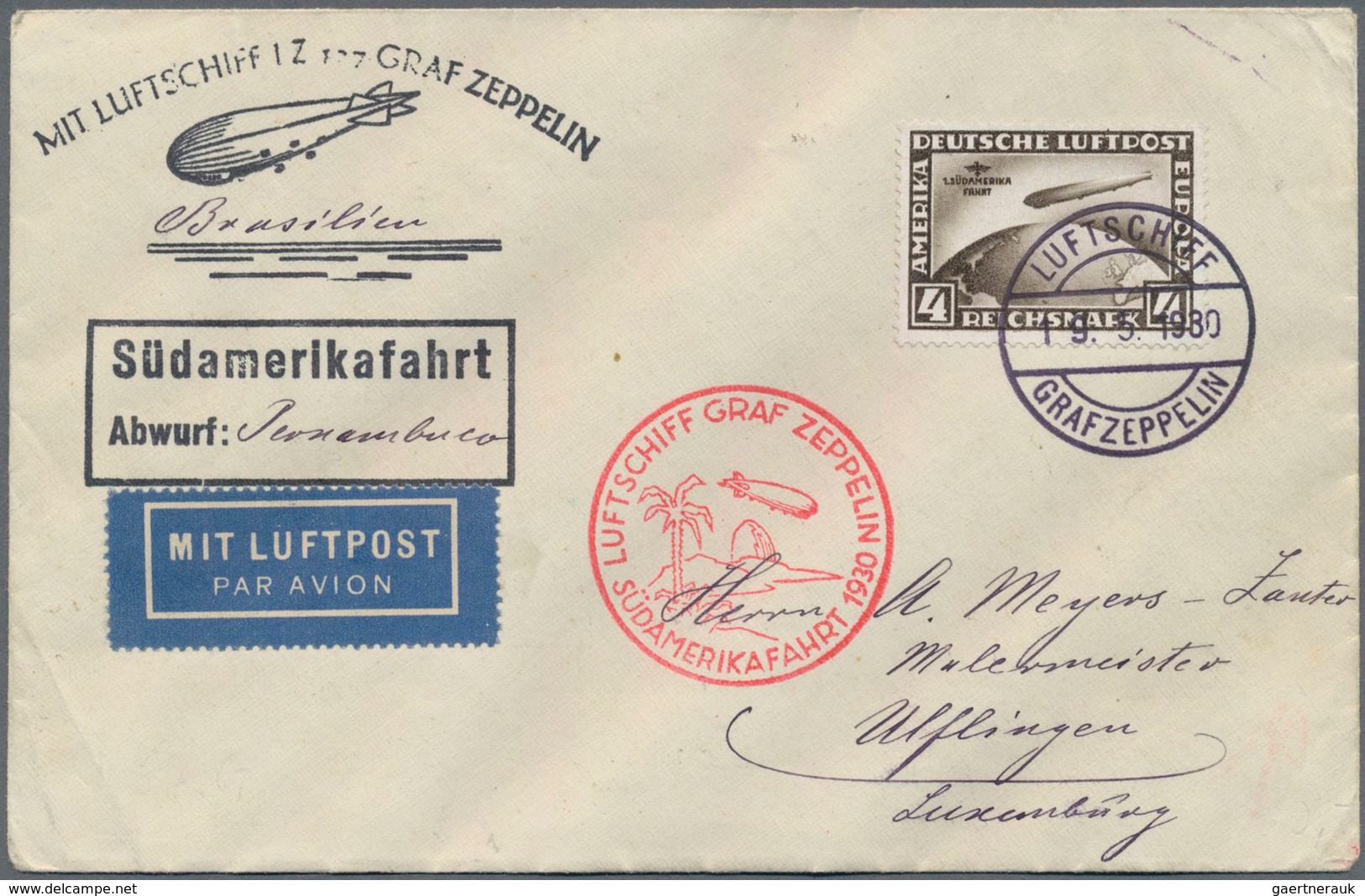 Deutsches Reich - Weimar: 1930, 2 RM. Südamerikafahrt, Bordpost 19.5., Abwurf Praia Sowie 4 RM. Süda - Other & Unclassified