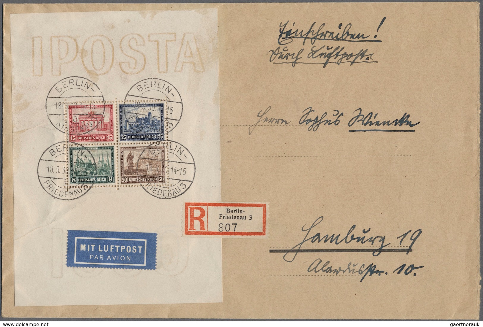 Deutsches Reich - Weimar: 1930, IPOSTA-Block, Vorderseitig Auf Großformatigem Umschlag, Jede Marke S - Other & Unclassified