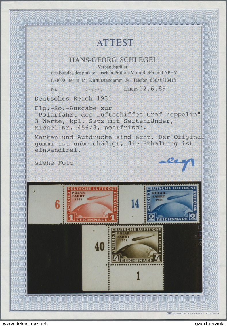 Deutsches Reich - Weimar: 1931, 1 - 4 RM. Polarfahrt Vom Linken Rand Bzw. Eckrand Unten Links, Teils - Other & Unclassified